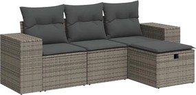 vidaXL 4 részes szürke polyrattan kerti ülőgarnitúra párnákkal
