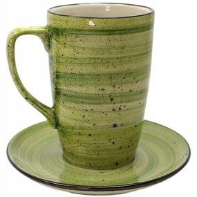 Kerámia bögre 0,3 l csészealjjal Rustic Green