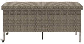 szürke polyrattan kerti tárolóláda kerekekkel 160x55x75 cm