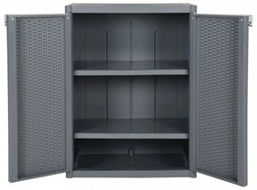szürke PP rattan kerti tárolószekrény 65 x 45 x 88 cm