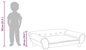 világosszürke bársony gyerekkanapé 70 x 45 x 26 cm