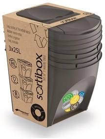 Prosperplast SORTIBOX 3 x 25 l szürke hulladékgyűjtő