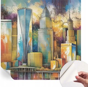 Öntapadós tapéta Fali furnér 3D hatás Városi panoráma 250x250 cm