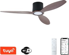 ZEVENTI - LED mennyezeti ventilátor VENTORA LED/24W/230V Wi-Fi Tuya fekete/dió + távirányító