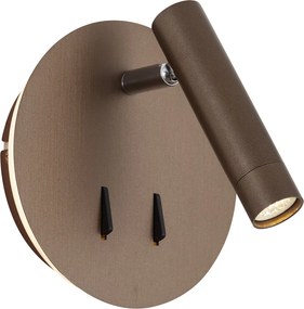 Modern fali lámpa sötét bronz LED-del és USB-C-vel - Croft