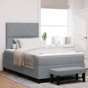 Box Spring Ágy Matraccal és Padot Világosszürke 120x190 cm Szövet