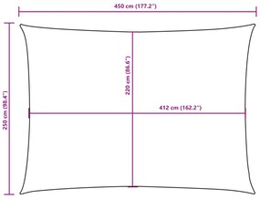 sárga téglalap alakú oxford-szövet napvitorla 2,5x4,5 m