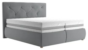 Boxspring ágy ELEN 180x200 cm szürke matraccal és topperrel