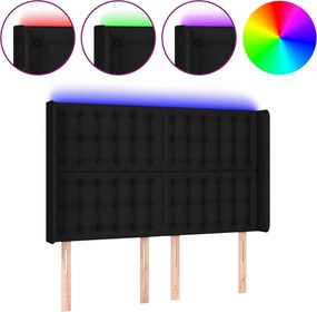 vidaXL fekete szövet LED-es fejtámla 147x16x118/128 cm