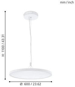 Eglo 33676 - LED RGBW dimmelhető csillár kábelen CERIGNOLA-C LED/32W/230V fehér + távirányító