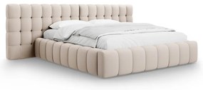 Bézs kárpitozott ágyneműtartós franciaágy ágyráccsal 180x200 cm Mamaia – Micadoni Home