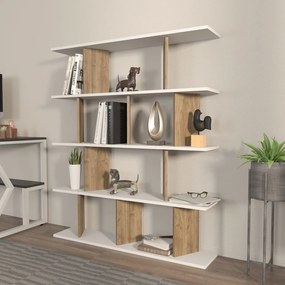 könyvespolc Grace - White, Walnut