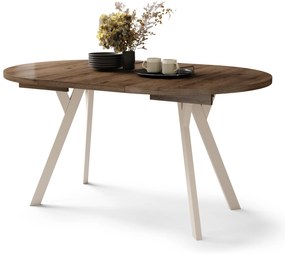 Mazzoni ALDO Elegáns Dió/bézs lábak - BŐVÍTHETŐ KEREK ASZTAL Y ALAKÚ LÁBAKKAL LOFT/IPARI STÍLUSÚ NAPPALIBA/ÉTKEZŐBE