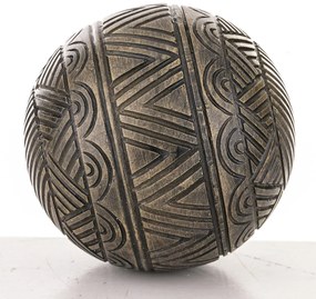 Avila design rejtélyes faragott gömb asztali dekorációs szobor barna műanyag 10x10x10cm