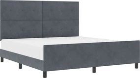 vidaXL Boxrugós ágy fejtámlával Sötétszürke 180 x 200 cm Bársony