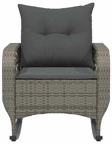 szürke polyrattan kerti hintaszék párnával
