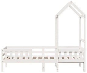 fehér tömör fenyőfa ágykeret tetővel 75 x 190 cm