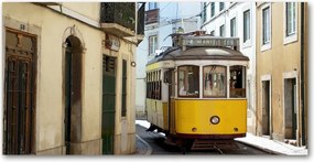 Fénykép üvegfestmény Villamos Lisszabonból 140x70