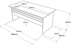 PC asztal Vergilius 1 (barna + szürke). 1072693