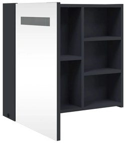 szürke tükrös fürdőszobaszekrény LED-del 60 x 13 x 52 cm