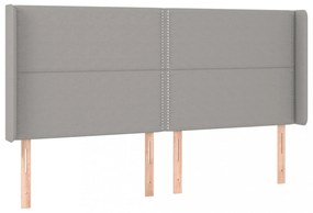 világosszürke szövet fejtámla szárnyakkal 203x16x118/128 cm