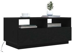 fekete tölgyszínű dohányzóasztal LED-lámpákkal 90x49x40 cm
