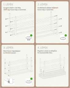 VASAGLE EKHO cipőtartó pad, 3 tárolószinttel és párnázott ülőfelülettel, 80 × 30 × 50 cm, karamellbarna