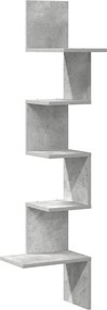 vidaXL betonszürke forgácslap fali sarokpolc 32x32x127,5 cm