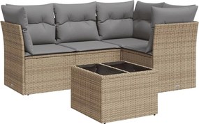 vidaXL 5 részes bézs polyrattan kerti ülőgarnitúra párnákkal