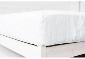 Fehér gumis lenkeverék lepedő 160x200 cm – Linen Tales