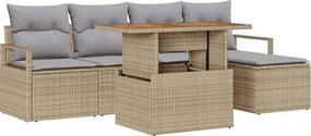 vidaXL Kert étkező szett párnával 6 pcs Barna és szürke
