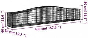 vidaXL 15 db íves horganyzott vas gabion kosár 400x50x60/80 cm