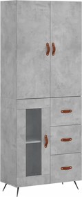 vidaXL betonszürke szerelt fa magasszekrény 69,5 x 34 x 180 cm