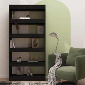 fekete szerelt fa térelválasztó könyvszekrény 80x30x166 cm