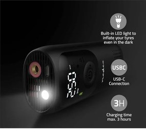 Nedis PAAC10BK - Digitális zsebkompresszor 4000 mAh 5V