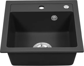 Nia szögletes egy medencés gránit mosogató fekete