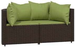 3 részes barna polyrattan kerti ülőgarnitúra párnával