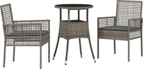 vidaXL Kert étkező szett 3 pcs Szürke polirattan