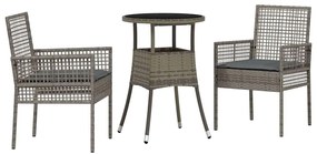 vidaXL Kert étkező szett 3 pcs Szürke polirattan