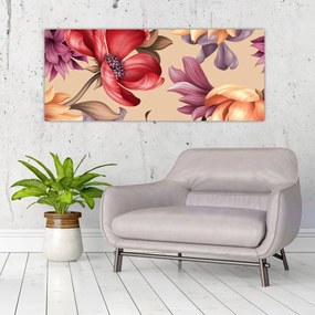Kép - Vintage virágok (120x50 cm)