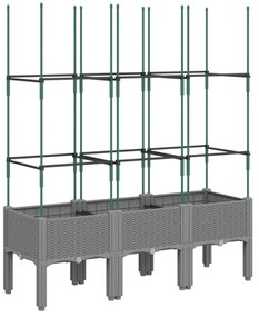 világosszürke PP rácsos kerti ültetőláda 120 x 40 x 142,5 cm