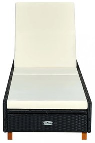 fekete polyrattan napozóágy párnával