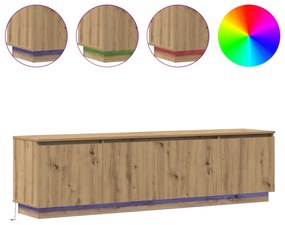TV Szekrény LED Fénnyel Kézműves Tölgy 180x38x49 cm Rétegelt Lemez