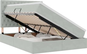 vidaXL Ágy tárolóval és matraccal Világosszürke 140 x 190 cm Bársony