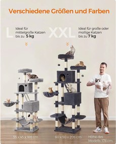 Nagy macskakaparó, 168 cm magas, füstszürke | feandrea