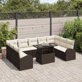 10 darabos Kerti Sofa Szett párnákkal Barna Poli Rattan