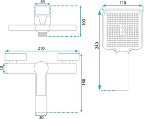 Rea Argus, kádcsaptelep kézi pontos zuhanykészlettel, arany matt, REA-B6414
