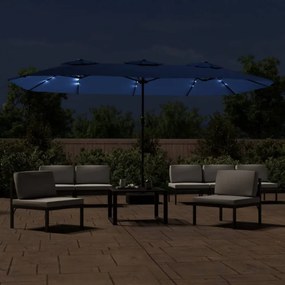 azúrkék dupla tetős LED-es napernyő 449x245 cm