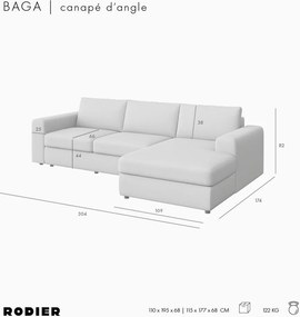 Bézs sarokkanapé (jobb oldali-heverő résszel) Baga – Rodier