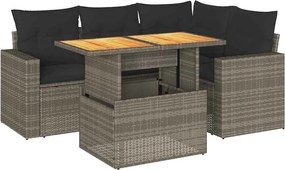 vidaXL 5 részes szürke polyrattan kerti ülőgarnitúra párnákkal